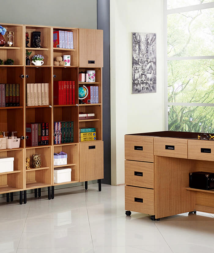 台北紐約家具-高品質書房家具--高級書桌書櫃0003--木紋書桌書櫃