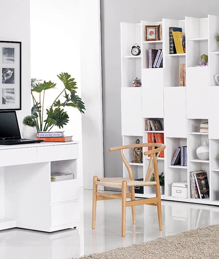 台北紐約家具-高品質書房家具--高級書桌書櫃0007--白色現代風書桌書櫃
